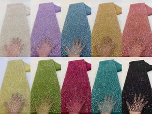 Ren Vải 5 Yards Phi Đá Đính Cườm Giá Cả Cạnh Tranh Vải Cho Váy Cưới Ren Lưới Với Sequin Vải Màu Cam - Product Image 6