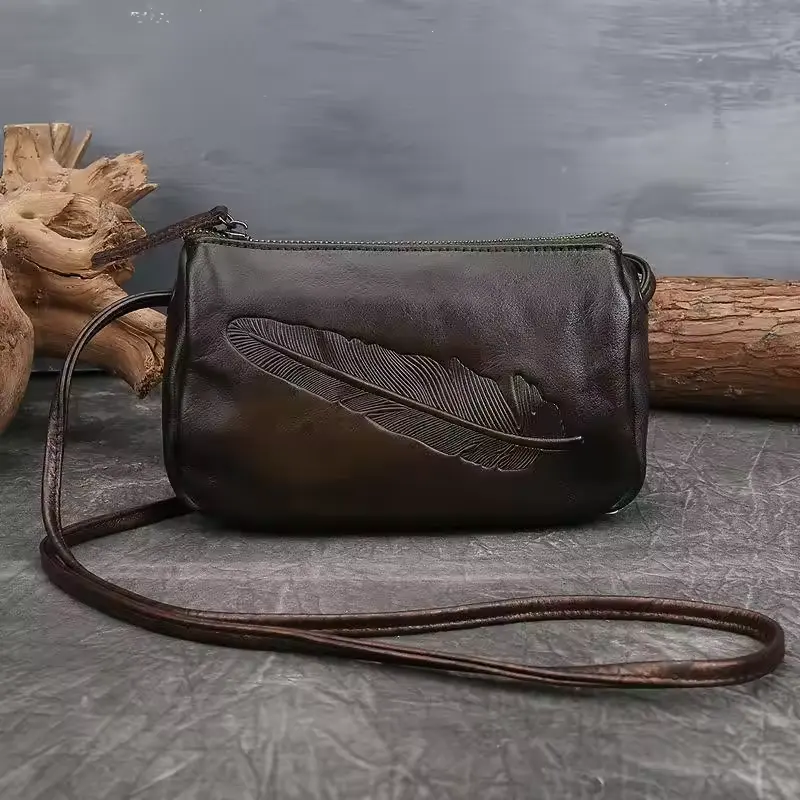Tas pola bulu desain baru Italia dompet besar vintage mode wanita untuk wanita tas tangan suku berbentuk oval Polinesia