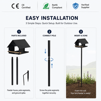 Mangeoire à oiseaux JH-Mech avec support, base stable, OEM ODM, personnalisable, pour extérieur, jardin, cour, système de poteaux en métal pour mangeoire à oiseaux