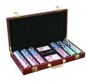Ensemble de poker en <span class=keywords><strong>bois</strong></span> personnalisé OEM ODM, 300 jetons, 2 jeux de cartes, dés, cadeaux pour étudiants et diplômés - Product Image 2