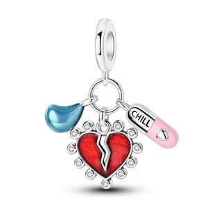 Accessoire de bijoux DIY original - Bracelet plaqué argent avec zircon, design stéthoscope médical, breloque trois pièces en forme de cœur pour enfants - Product Image 5