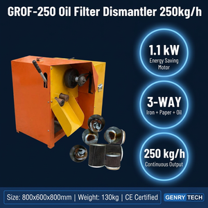 Macchina Industriale per Smontaggio Filtri Olio Genrytech, 250kg/h, Attrezzatura per Riciclaggio Filtri Usati, Potenza 1kw, Garanzia 1 Anno, Produzione di Fabbrica - Product Image 2