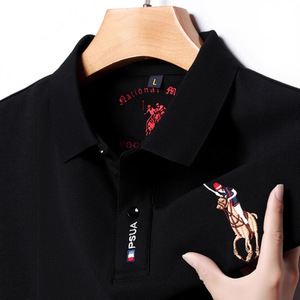 Camisa Multicolor Transpirable y Duradera con Bordado para Hombre, Manga Corta, Talla Grande, Holgada, para Hombres de Mediana Edad - Product Image 4