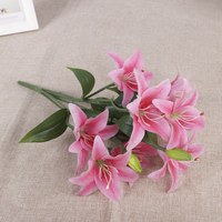 QiHao 3D-Film Real Touch Seiden blume Weiß Rosa Gelb Künstliche Lilien blume für Home Wedding Decoration
