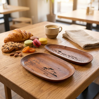 Nouveau Plateau de Service Contemporain en Bois Gravé Écologique et Durable, Forme Irrégulière, Motif Uni, Collection Assiettes et Plats – Vente Chaude 2026