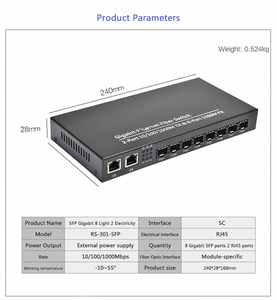 Gigabit 8 SC cổng + 2 RJ45 Ethernet duy nhất chế độ sợi kép phương tiện truyền thông chuyển đổi chuyển đổi sợi thu phát - Product Image 4