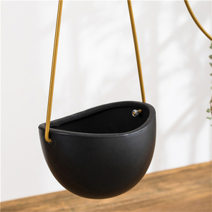 FANGSHENG <span class=keywords><strong>Pot</strong></span> <span class=keywords><strong>de</strong></span> fleurs suspendu moderne noir écologique réglable minimaliste en céramique pour plafond <span class=keywords><strong>XXL</strong></span> pour extérieur - Product Image 1