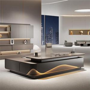 Muebles de oficina en forma de L de CEO de lujo, mesa de oficina de jefe de madera moderna, escritorio, juego de escritorios de oficina ejecutiva - Product Image 2