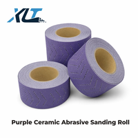 Feuille de papier abrasif céramique multi-trous violet du fabricant, rouleau abrasif en alumine céramique à fixation auto-agrippante pour le ponçage des murs, OEM