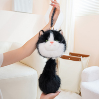 Porte-monnaie pendentif tête de chat Ragdoll créatif en peluche, porte-clés réaliste en forme de chat, cadeau pour enfants, unisexe, taille réglable 11-30cm