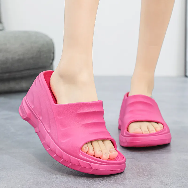 2023 New Women And Ladies High Heeled Wedges Sandals Cheap Comfortable Eva Platform Slides Slippers