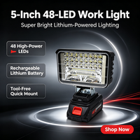 Lampe de travail portable sans fil à batterie lithium 48 LED haute luminosité 5 pouces pour chantier et situations d'urgence