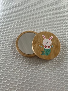 Promotion Gift Bamboo Cosmetic Mirror Custom logo Small Wood Makeup Mirrors Round Compact Mirror