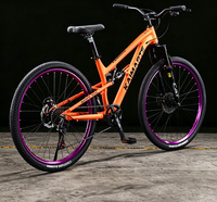 Vélo de montagne à suspension intégrale, cadre en alliage d'aluminium, frein à disque mécanique, fourche à ressort, 24/26/27,5 pouces