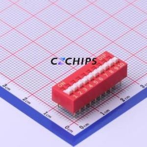 NDS-10V DIP Switch Through hole Component (THT) Switch ( Number of Switch Sections: 10 )( Lead Spacing: 2.54mm ) - Product Image 1