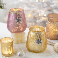 Bougeoir en verre de noël bureau de noël bougie lumineuse tasse ornements accessoires photo décorations de noël