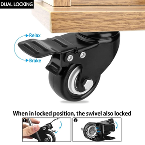 Ruedas Giratorias de Alta Resistencia de 1.5"/2" con Vástago Roscado y Freno, Ruedas para Muebles con Vástago Roscado M8/M10 - Product Image 3