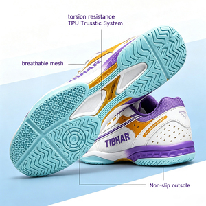 Zapatos de Tenis de Mesa Profesionales de Alta Calidad de la Marca <span class=keywords><strong>TIBHAR</strong></span>, Modelo 01922, Color Morado y Dorado, Zapatos Portátiles y Duraderos al por Mayor - Product Image 4