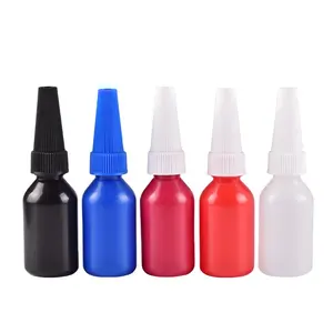 Flacon vide en plastique, bouteille bagage de 20ml, couleur bleu, rouge, avec compte-gouttes, 10 pièces