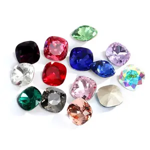 SZ 8mm 10mm Cushion K9 Glass Diamond Fancy Crystal Stone Gemstone Point Back Rhinestones For Nail Art Garment Making