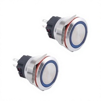 Interrupteur à bouton-poussoir momentané LED 22 mm 24 V 220 V électronique 1NO en acier inoxydable IP67/IP65 étanche pour contrôle industriel