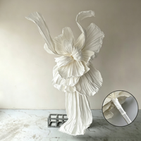 Installations artistiques extérieures et fleurs de mariage, grande décoration florale artificielle en papier blanc pour mariage extérieur