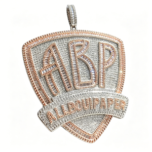 Nouveau Pendentif <span class=keywords><strong>Lettre</strong></span> ABP Tendance Hip Hop 2026 pour Hommes, Zircon 5A Iced Out Bling Shield, Bijoux Pendentifs pour Hommes, Prix de Gros - Product Image 4