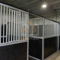 Panneaux de box pour chevaux d'extérieur Seepoem 12x12 pieds, structure en acier galvanisé, remplissage en contreplaqué HDPE noir, garantie de 2 ans, utilisation facile