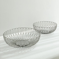 Cesta Redonda de Alambre Metálico Premium, Organizador de Cocina Multiusos Resistente para Almacenar Frutas, Pan, Verduras y Aperitivos