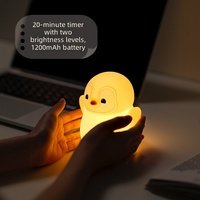 Veilleuse LED moderne en forme de pingouin, contrôle tactile, alimentation USB, intensité réglable, lumière blanc chaud, pour le sommeil des bébés, utilisation à la maison, chambre à coucher, en silicone