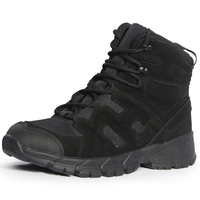 Bottes tactiques d'extérieur en cuir de vachette, imperméables, à fermeture éclair, à lacets, respirantes, antidérapantes, avec doublure en mesh
