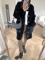 Neuer Koreanischer Herbststil Gewebter Fuchs-Nerz Ganzpelz-Mantel Samt-Überzieher Damen Strickjacke Lang Westlicher Stil