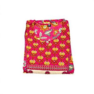 Kurti pour femmes en pur coton fin avec pantalon et dupatta en coton, entièrement brodé, fabriqué en Inde - Product Image 1