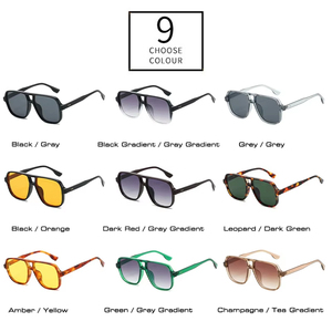 Custom Logo 2026 Trendy Men Women Jelloy Colors Big <b>Frame</b> <b>Square</b> Sun Glasses UV400 PC <b>Frame</b> Double Bridges Pilot <b>Sunglasses</b> - Product Image 6