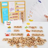नई बेबी लकड़ी के खिलौने पहेलियाँ 26 एबीसी अंग्रेजी पत्र वर्तनी कार्ड शब्दों को वर्णविन्यास सब्जी पशु फल सीखने कार्ड