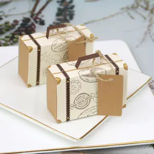 Мини-чемодан, коробки для конфет, дорожная Подарочная коробка, бумажная Подарочная коробка для свадьбы, дня рождения, Рождества, Подарочная коробка, упаковка для шоколада