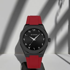 Reloj de Cuarzo Analógico de Diseño para Hombre, Correa de Goma Roja, Estilo Árabe, Clásico, Simple, Deportivo, Resistente al Agua, Reloj de Moda - Product Image 1