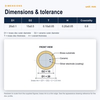 Disque sonore piézoélectrique passif de 20 mm en laiton et céramique, élément sonore 4,0 kHz pour module d'alarme de dispositif anti-perte