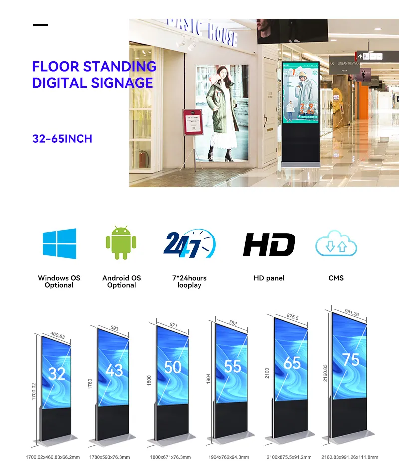 43 Inch 10 Points Touch Screen Smart Stand Alone Advertising Display Android Wifi Free Standing Lcd Advertising Display