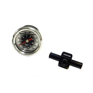 Manomètre de pression de carburant 0-100 PSI, analogique, rouge, en aluminium, avec raccord en T pour tuyau, pour usage en course - Product Image 3