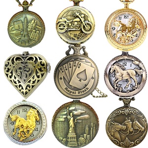 Şık Vintage kuvars cep saati Steampunk Unisex kolye Flip içi boş siyah bronz gümüş altın saatler saat çeşitli stilleri - Product Image 1