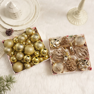 <b>Glitter</b> Christmas Ball Set Shatterproof Plastic Ornaments Champagne Gold Christmas Tree Ball Hanging Ornaments for Tree - Product Image 1