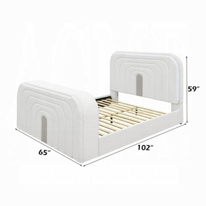 Cama Ajustable Shelyn King con Mueble para TV LED, Chimenea Bluetooth, Tapicería de Sherpa Teddy y Acabado Cromado Blanco, Juego de Dormitorio Moderno - Product Image 6