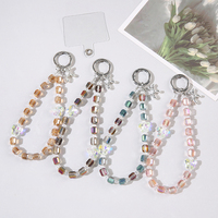 Chaîne de poignet en alliage de zinc avec perles de cristal style INS, porte-clés mignon, pendentif pour sac ou chien, pour femme, chaîne de téléphone anti-perte, portable et durable
