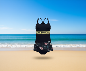 Traje de Baño Tankini J05 DQ2241 para Mujer, Estampado Floral, Cuello Halter Cruzado, de Una Pieza, Spandex, Poliéster Elástico, Ropa de Playa - Product Image 2