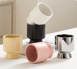Nouvelles tendances, vase en céramique <span class=keywords><strong>de</strong></span> style piédestal rond en argent métallisé, décoration d'intérieur, <span class=keywords><strong>centre</strong></span> <span class=keywords><strong>de</strong></span> table, <span class=keywords><strong>pot</strong></span> <span class=keywords><strong>de</strong></span> fleurs - Product Image 2
