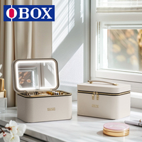 OBOX Ins  Trousse à cosmétiques  Sac de maquillage avec miroir pliable  Profil fin pour un rangement facile dans les sacs pour ordinateur portable