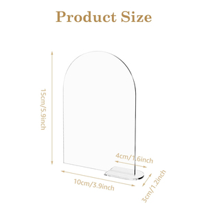 クリア 無地 アーチ型 結婚式テーブルナンバー DIY アクリルサイン スタンド付き ウェディング レセプション イベント パーティー センターピース装飾 - Product Image 2