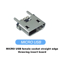 USB mikro Tipe B 5P konektor wanita lurus SMT pemasangan tepi datar/tepi melengkung konektor USB