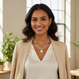 Shining <strong>Diana</strong> Luxury Ginky Stars Shattered Silver Flash Zircon Clavicle Chain Pearl Necklace Light Women's Girlfriend Jenny - Product Image 4